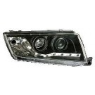 Trupart - Skoda Fabia 00-07 Black Headlights / Chrome LED Daytime Running Lights