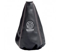 Sparco - Basic Black Synthetic Leather / Silver Stitching Gear Gaiter With Logo